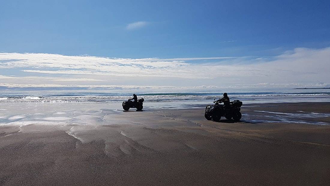 ATV tour on a black beach