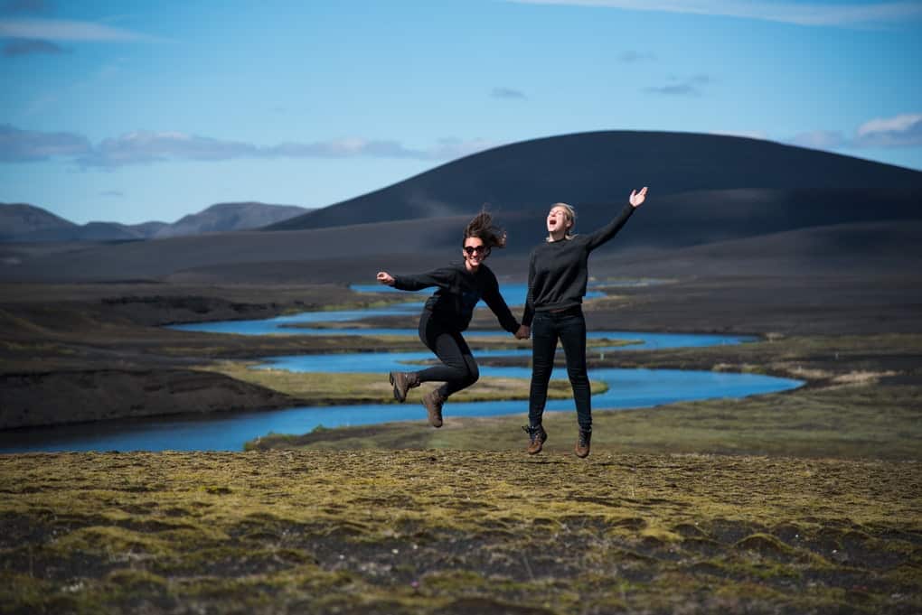 Girls Jumping in Iceland